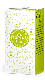 Соки ГОСТ, вкус Яблоко (прямой отжим), упаковка 1 литр